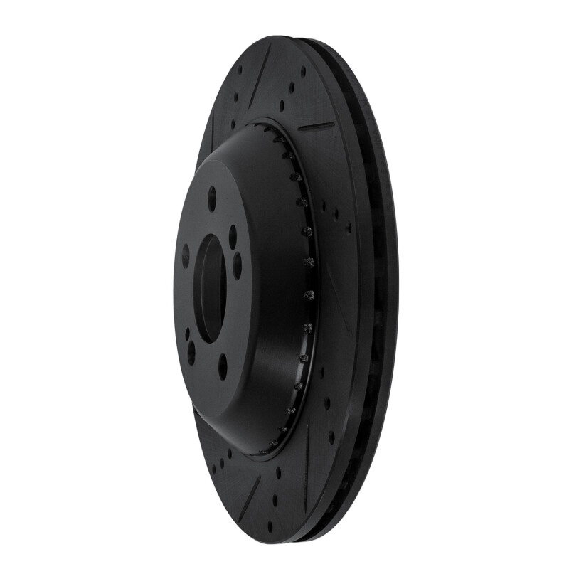 Mercedes-Benz S560 Brake Rotor (1) - Rear Left - R1 Concepts - Drilled & Slotted - Black - `15-`21